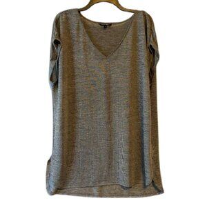 George Plus Short Sleeve V Neck Silver Top Size 1X